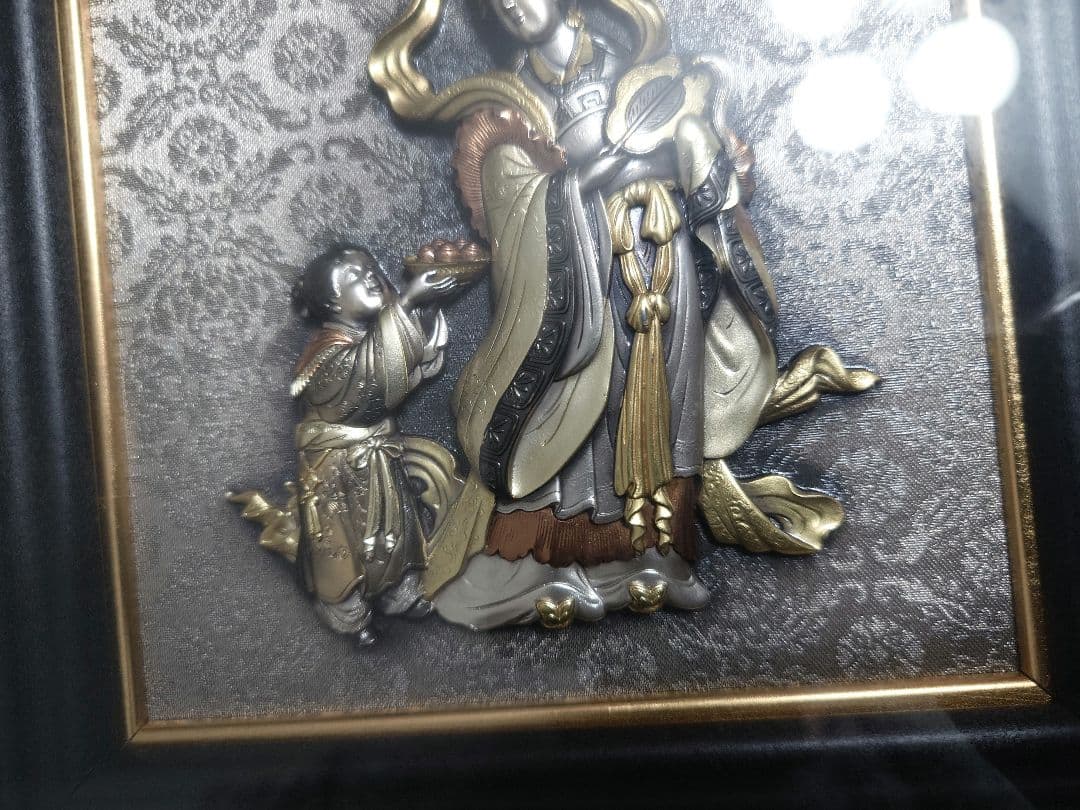 高岡彫金師 青鳳(内島市平) 七福神 弁財天 金銀銅象嵌