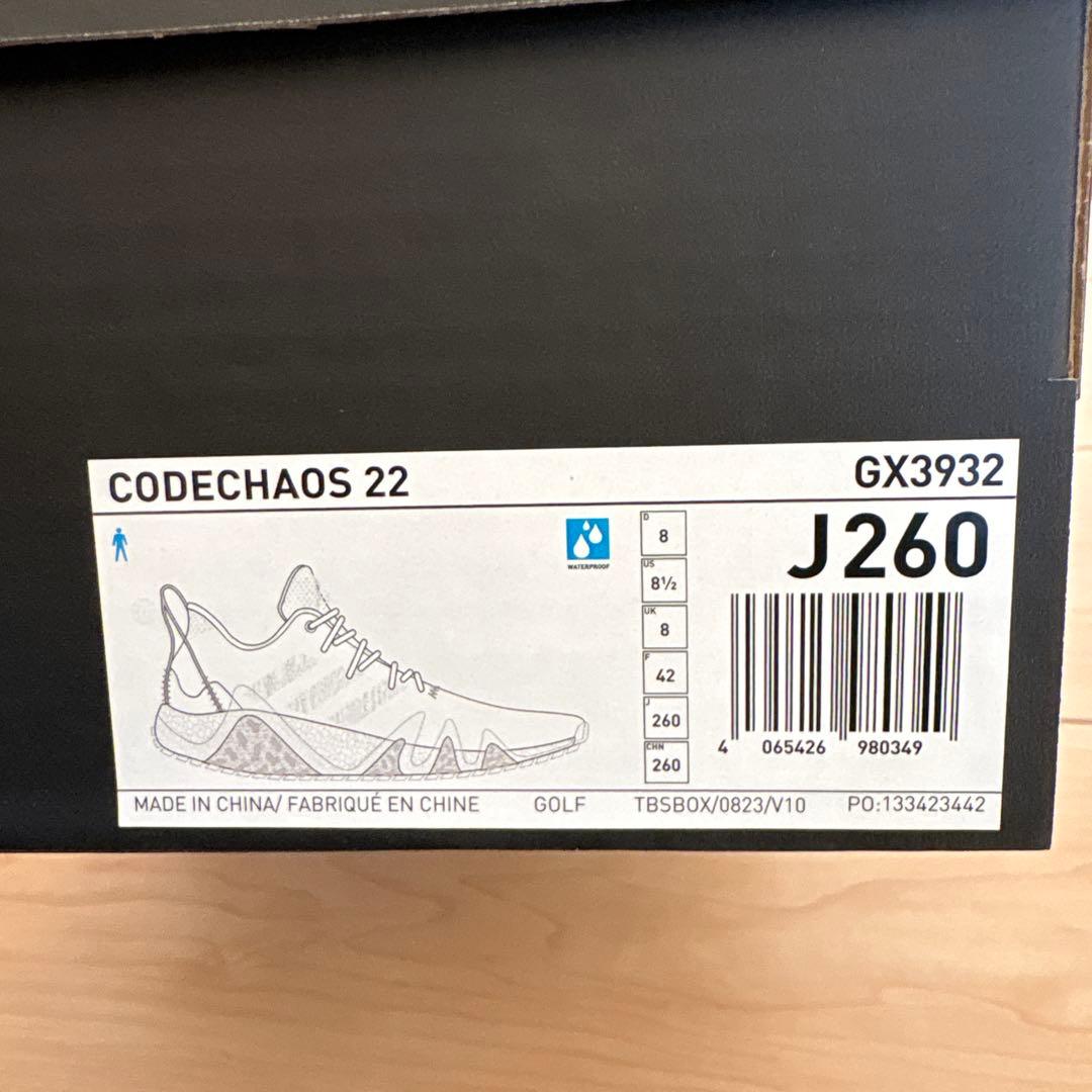新品 adidas ゴルフシューズ ホワイト コードカオス22 26cm