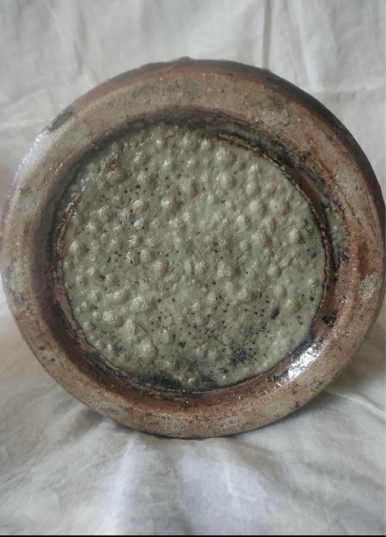 武内晴二郎　自筆　共箱あり　酒津堤窯　流描白釉花生　民藝