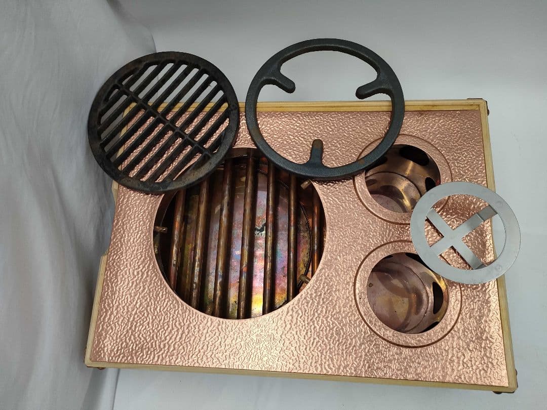 銅製卓上火鉢　かたらい　火鉢セット 銅色 グリル 蒸し器付き
