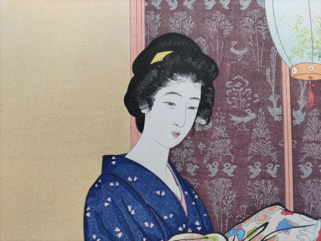 新版 橋口五葉集 夏装の娘 丹青社版 美人画 木版画 大判