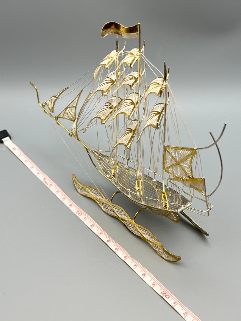 925刻印 銀製 シルバー 銀細工 船 ガラスケース ヨット重量約81g