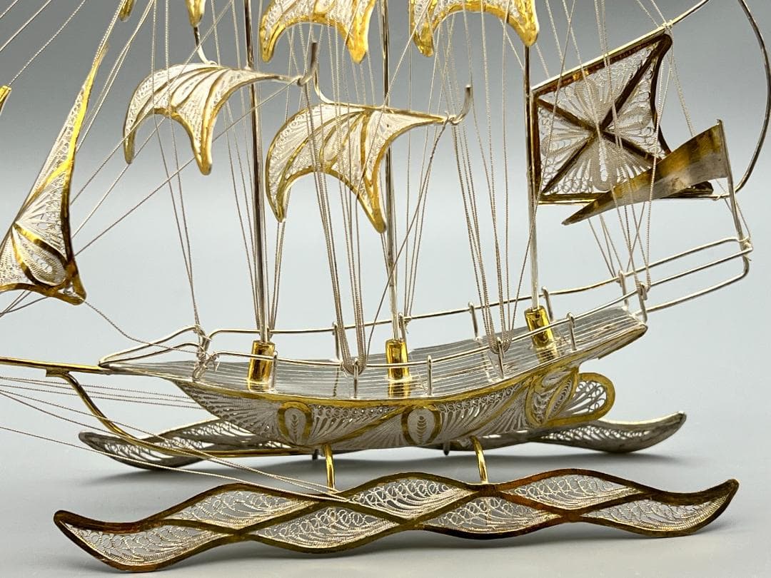 925刻印 銀製 シルバー 銀細工 船 ガラスケース ヨット重量約81g