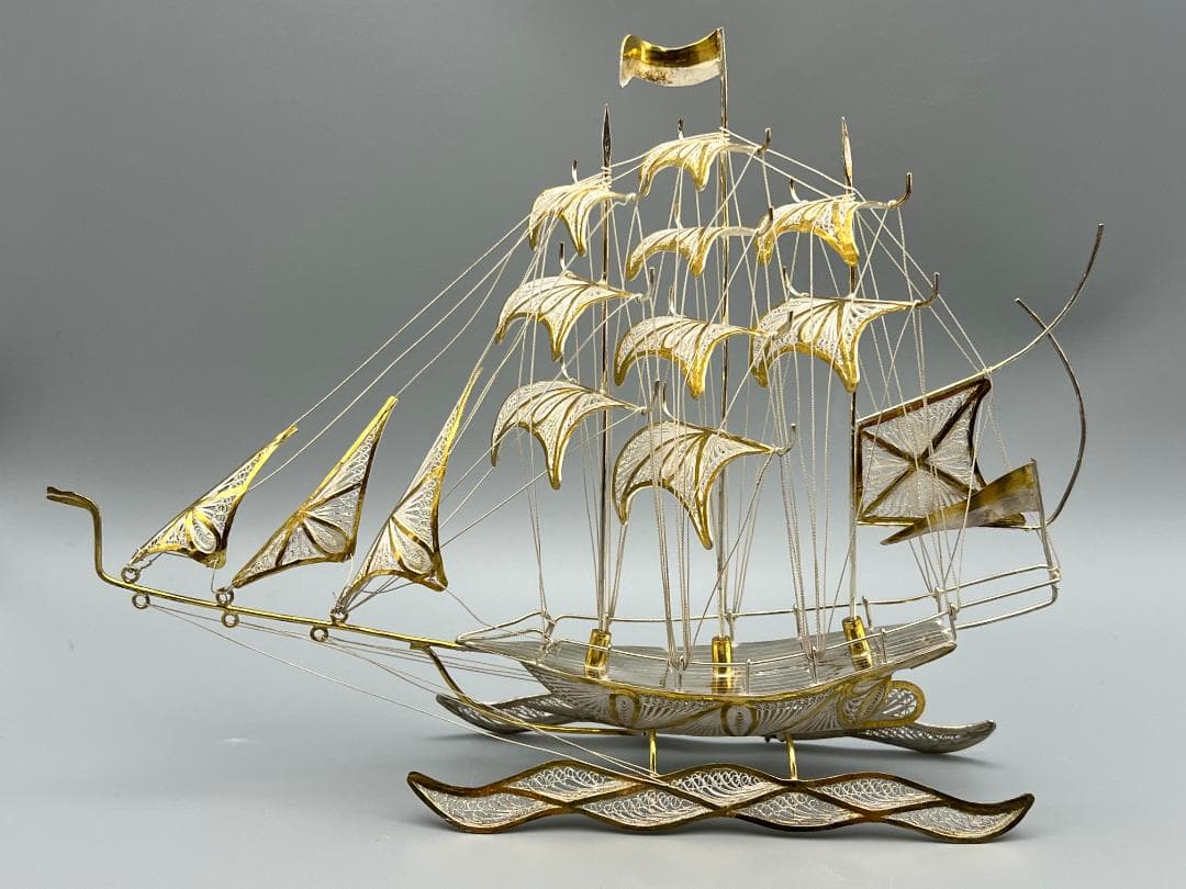 925刻印 銀製 シルバー 銀細工 船 ガラスケース ヨット重量約81g