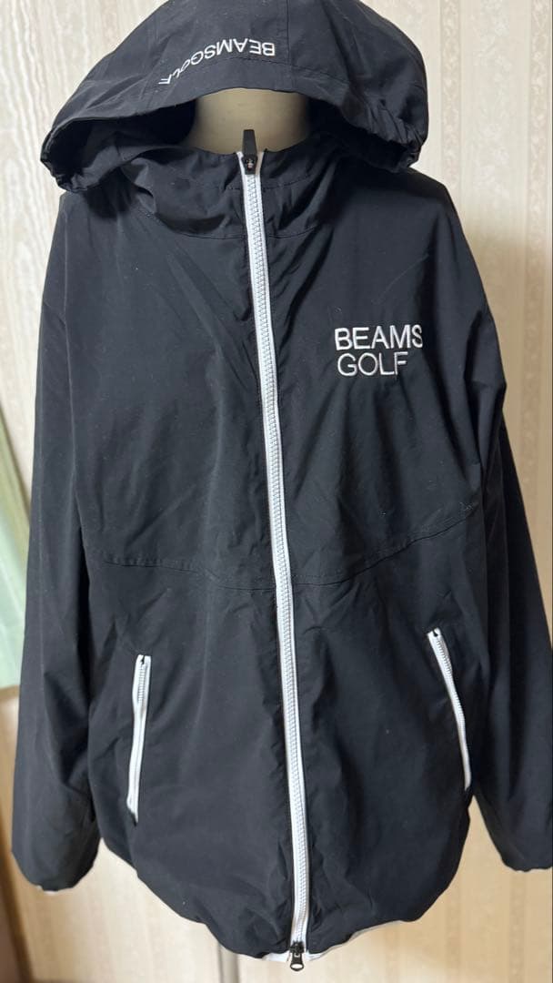 BEAMS 撥水 ストレッチフルジップフーディ ブラック