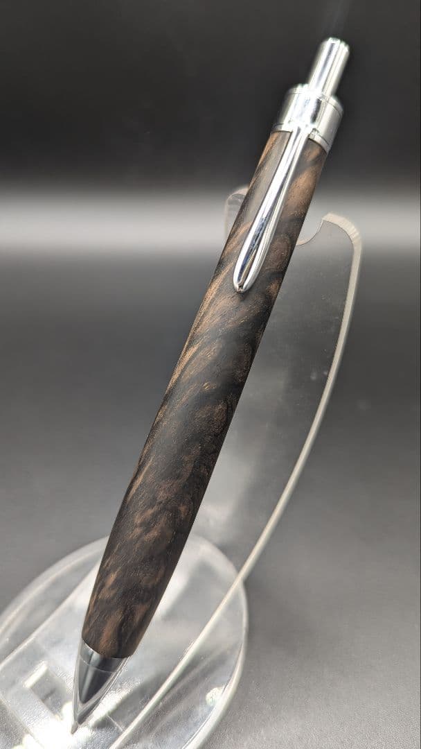 275ペン工房翌檜　極上　黒柿　孔雀杢　木軸シャーペン　木軸ボールペン