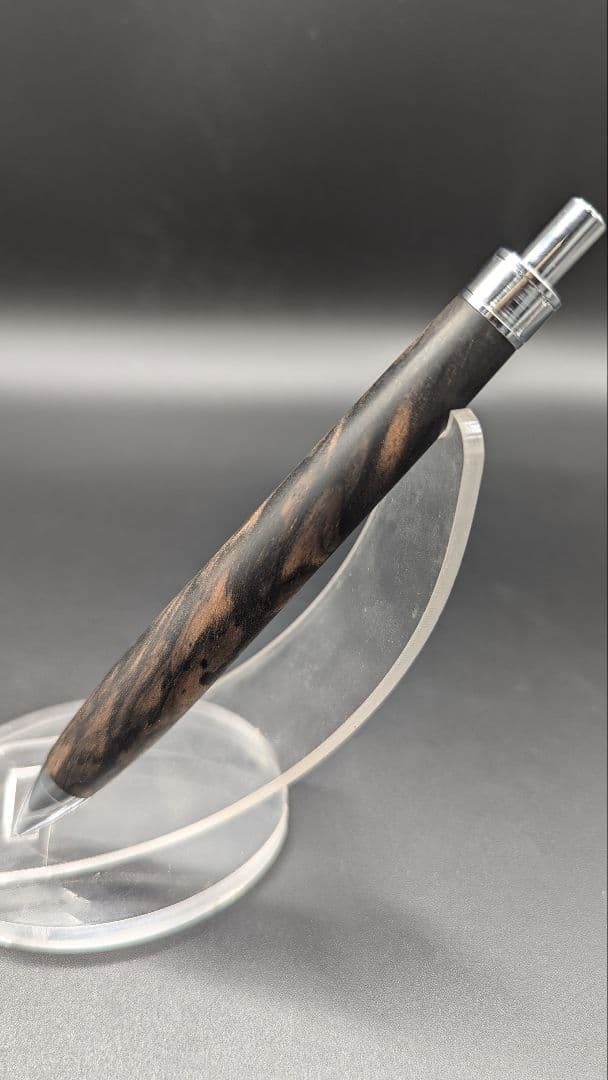 275ペン工房翌檜　極上　黒柿　孔雀杢　木軸シャーペン　木軸ボールペン