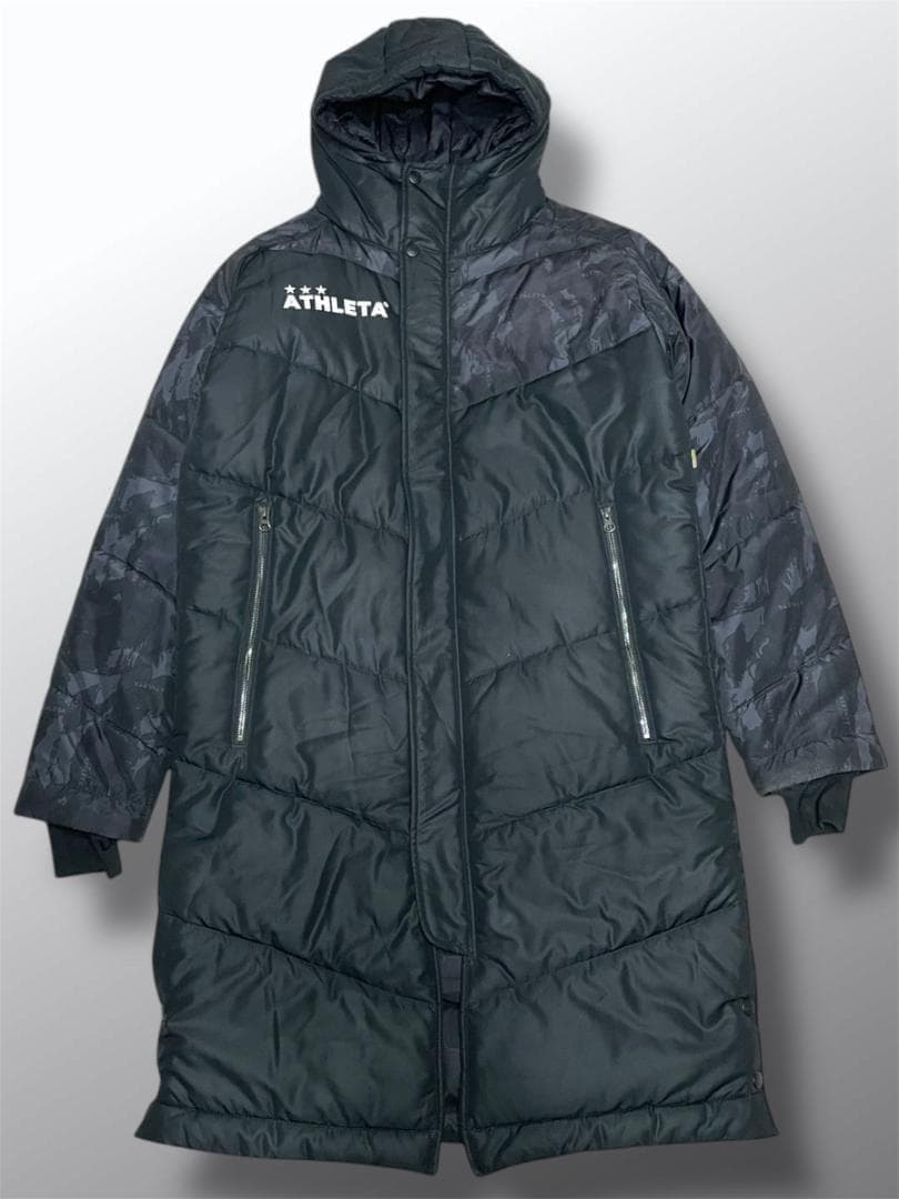 美品　ATHLETA アスレタ　ベンチコート ダブルジップ リブ袖 カモフラ