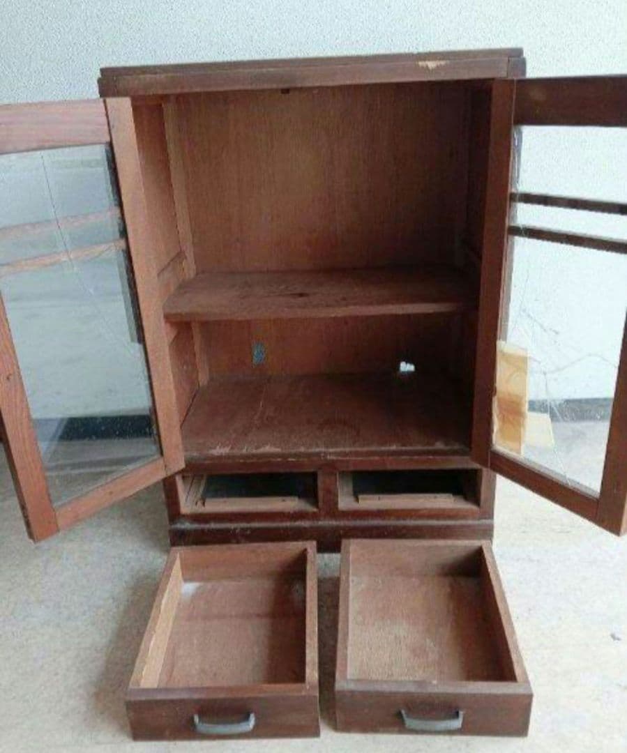 【昭和レトロ】飾り棚 食器棚 キャビネット インテリア 小箪笥 木製家具 引出