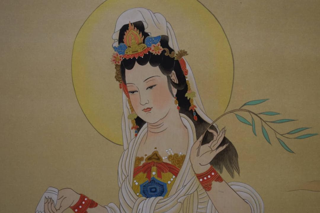 不詳/作者不詳/唐画龍上観音/大幅/布袋屋掛軸HG-2