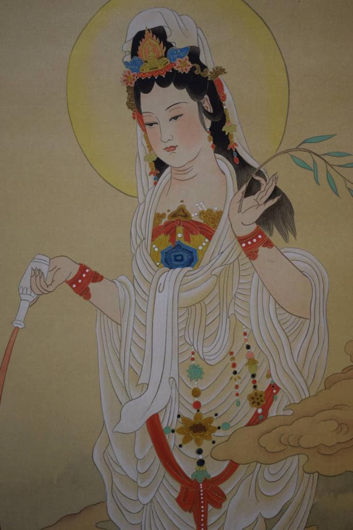 不詳/作者不詳/唐画龍上観音/大幅/布袋屋掛軸HG-2