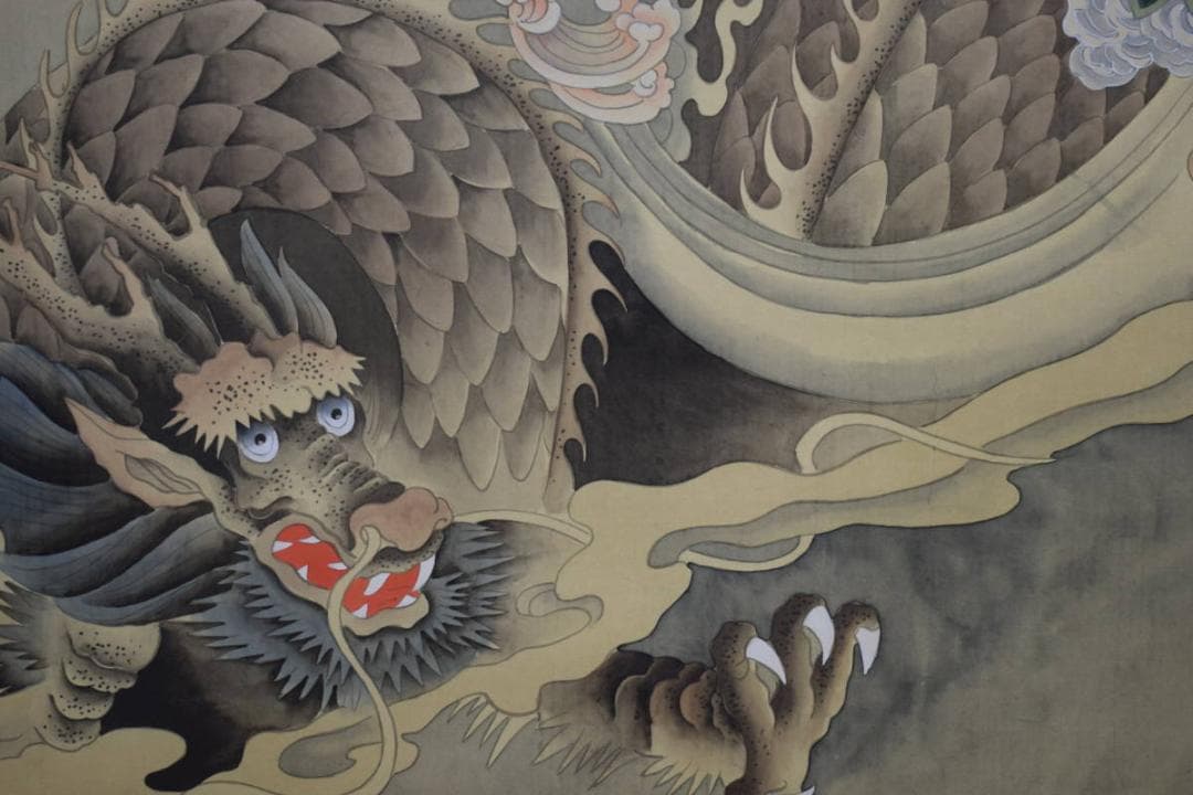 不詳/作者不詳/唐画龍上観音/大幅/布袋屋掛軸HG-2