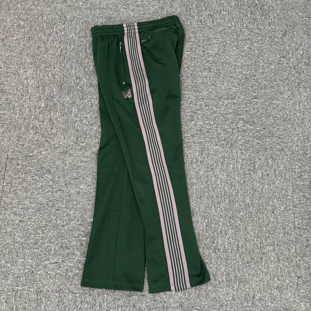 【名作カラー】Needles トラックパンツ ストレート S グリーン×ピンク蝶