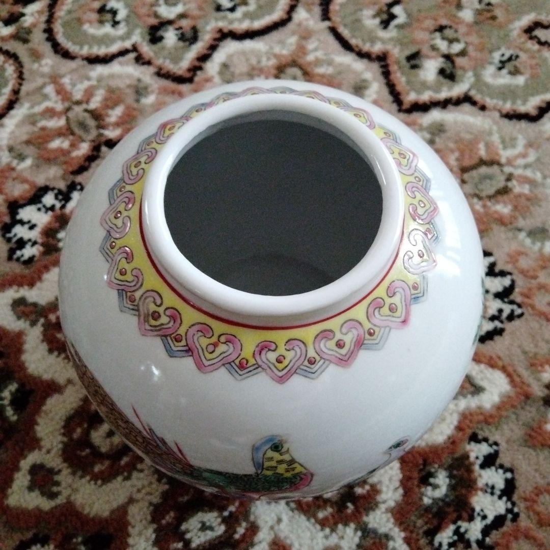 旧蔵した中国骨董陶芸景徳鎮国営301特製倣古最高級彩絵丸形花瓶手工精製花瓶　在銘