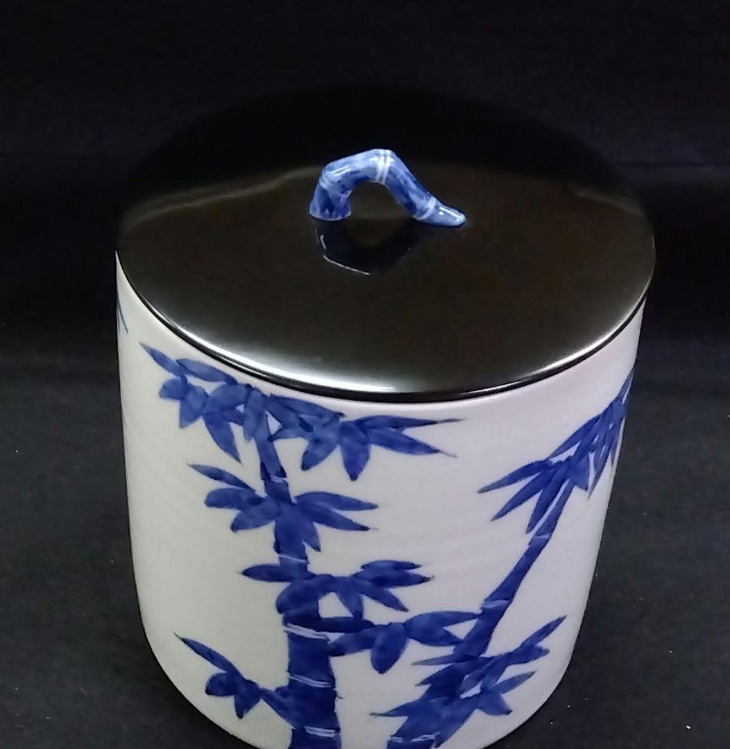 茶道具 水指 染付 一重口 竹の図 平安 高野昭阿弥 京焼 清水焼