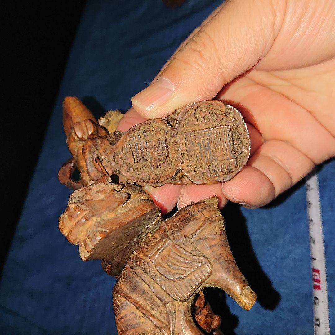 時代物木彫り、唐木念数珠