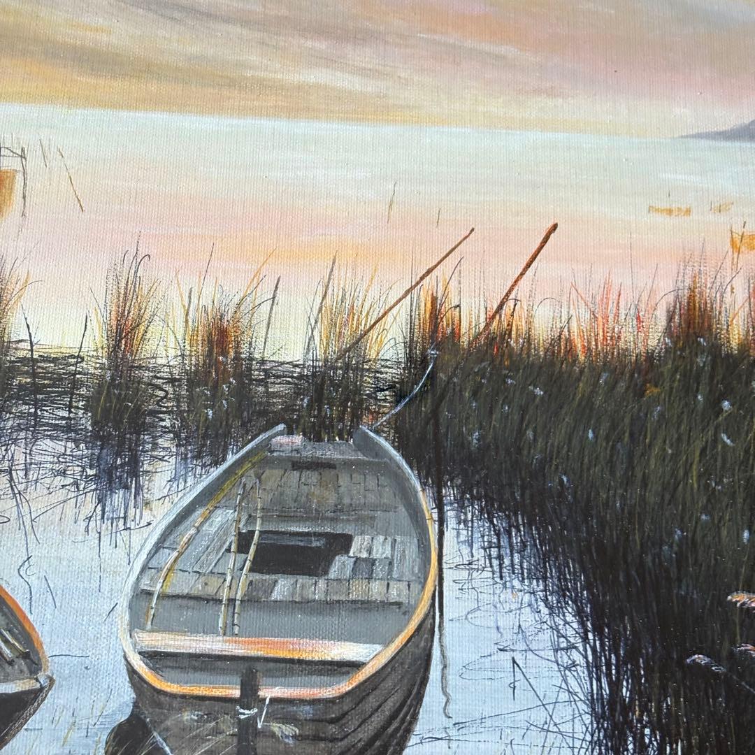 富田勝英「湖北にて」油彩 F6 額装 油絵 油画 絵画 C