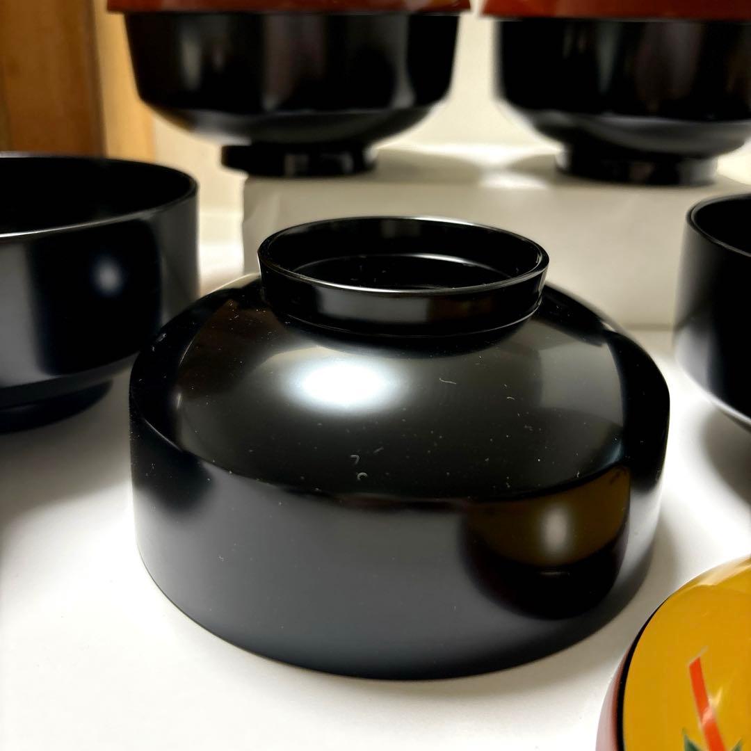 木製漆器　山人艸果蒔絵　煮物椀　山中塗　蓋付煮物椀五客揃い　アンティーク高級漆器