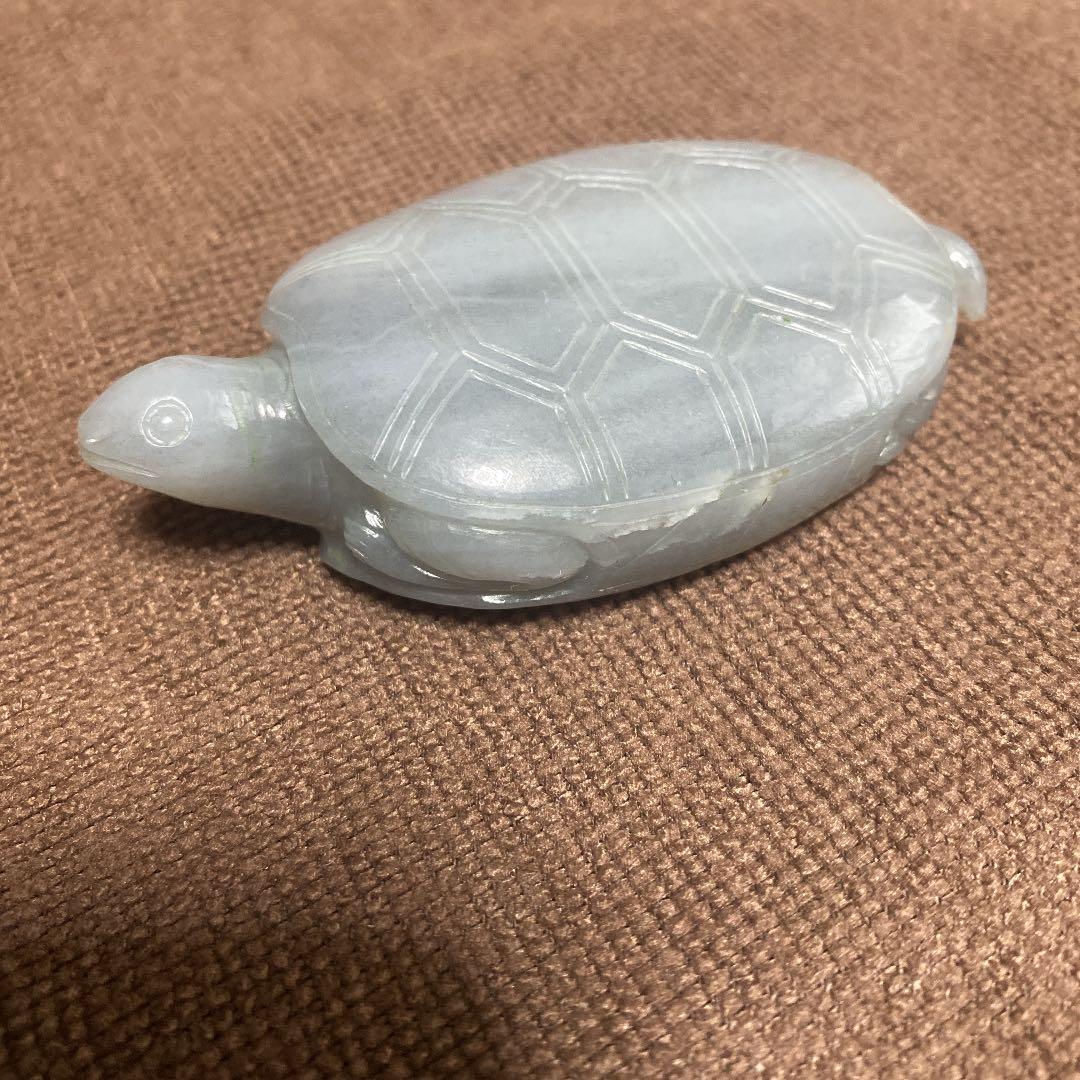 翡翠 亀 置物