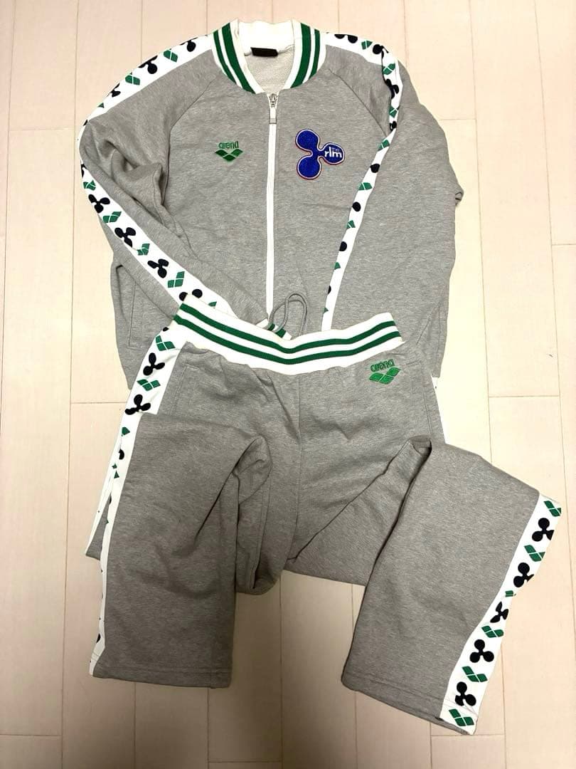 arena × rlm コラボジャージ上下セット グレー×グリーン デサント