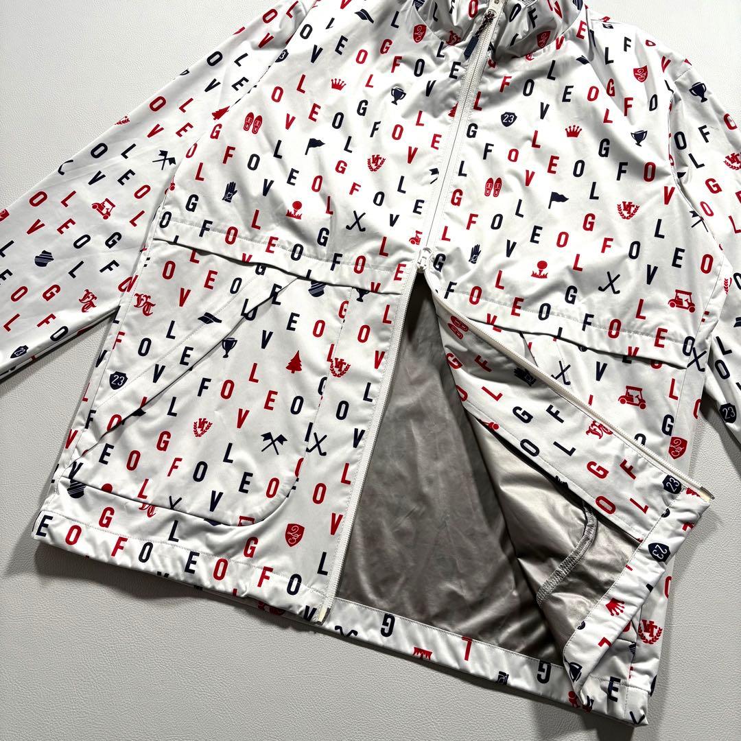 未使用級 L 23区ゴルフ 蓄熱 総柄 ジップアップジャケット ゴルフ