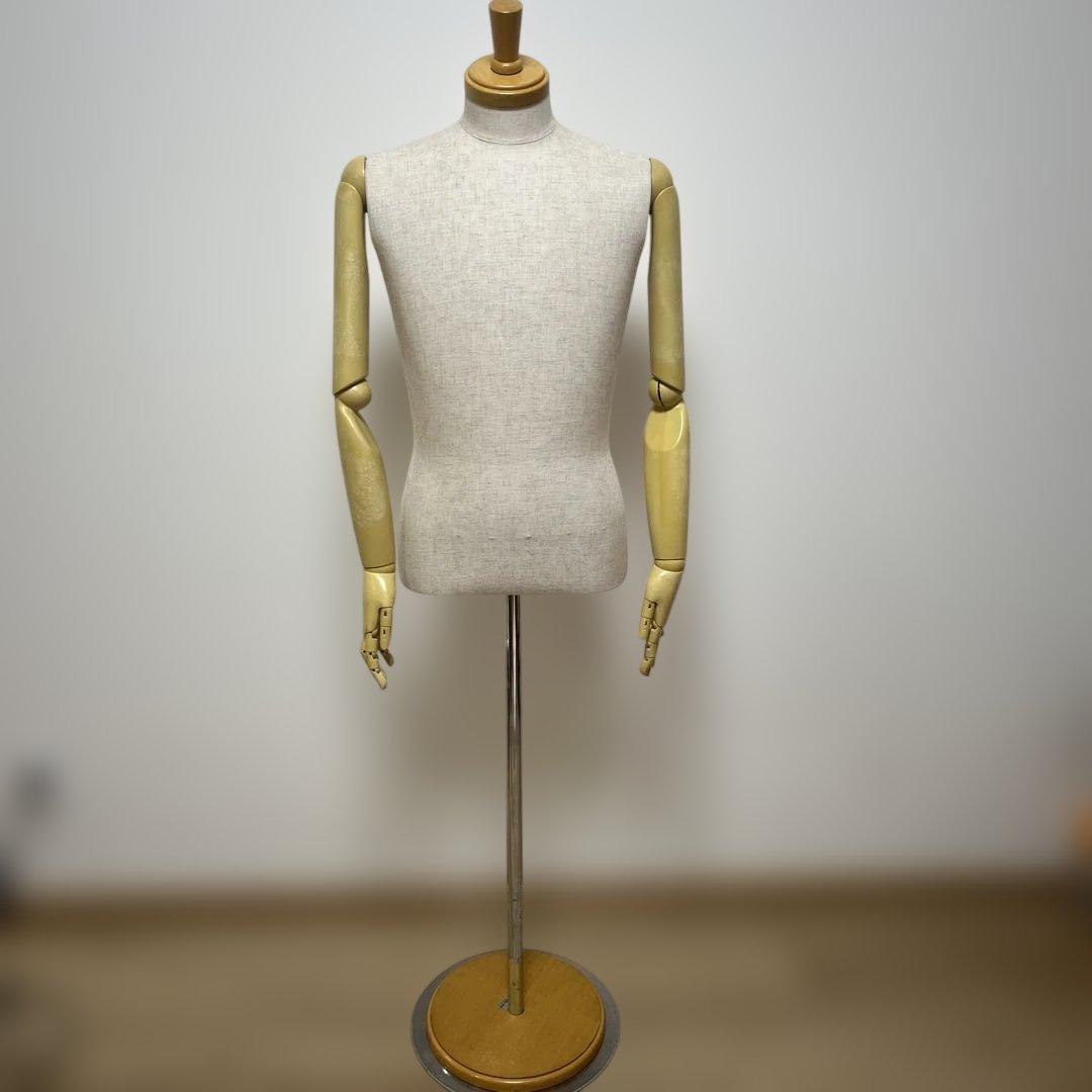 メンズ布製トルソー　マネキン 男性　高さ調整可能　金属スタンド付き