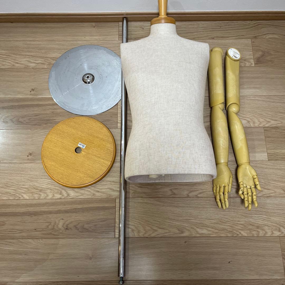 メンズ布製トルソー　マネキン 男性　高さ調整可能　金属スタンド付き