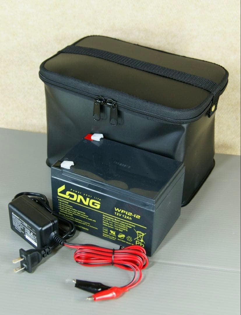 WP12-12 魚探 電動用 EVAバッグ・バッテリー充電器セット12V12Ah