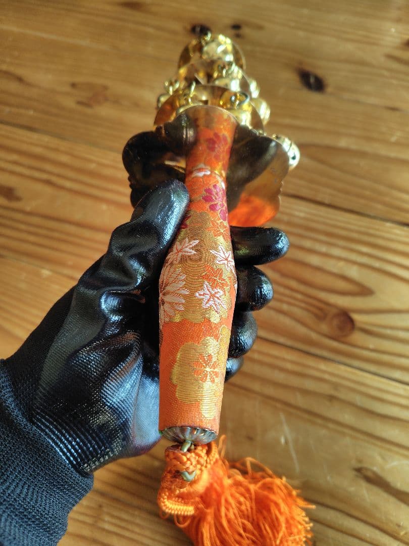 日本舞踊 鈴付き楽器 オレンジ