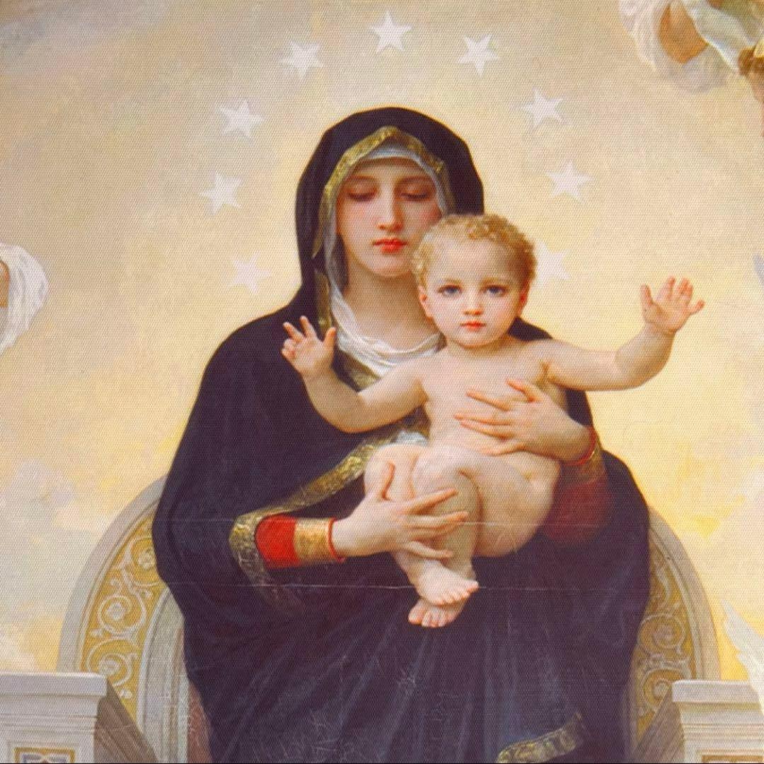 キャンバス プリントアート ブグロー 聖母と天使 絵画 額付 インテリア