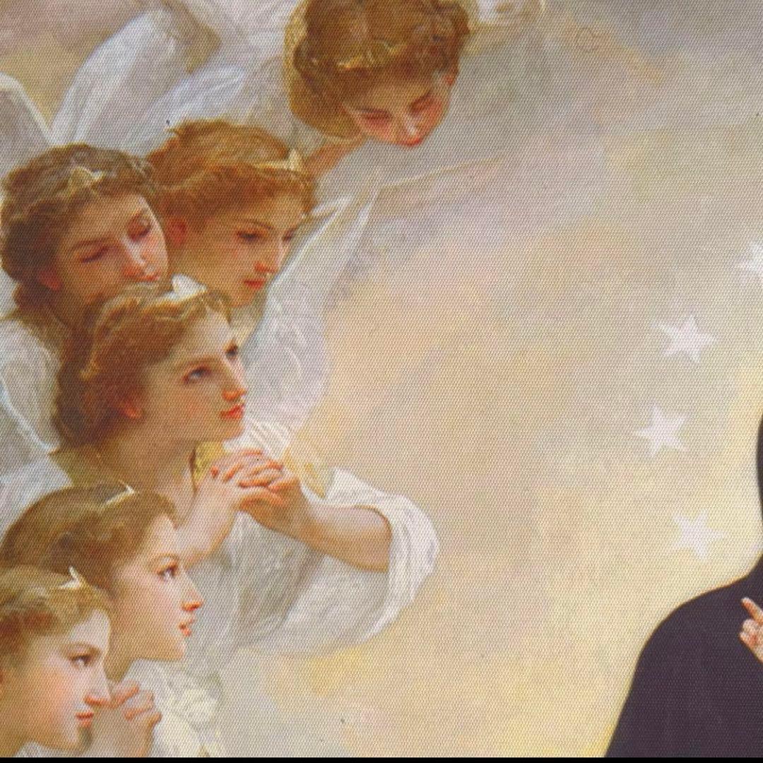 キャンバス プリントアート ブグロー 聖母と天使 絵画 額付 インテリア