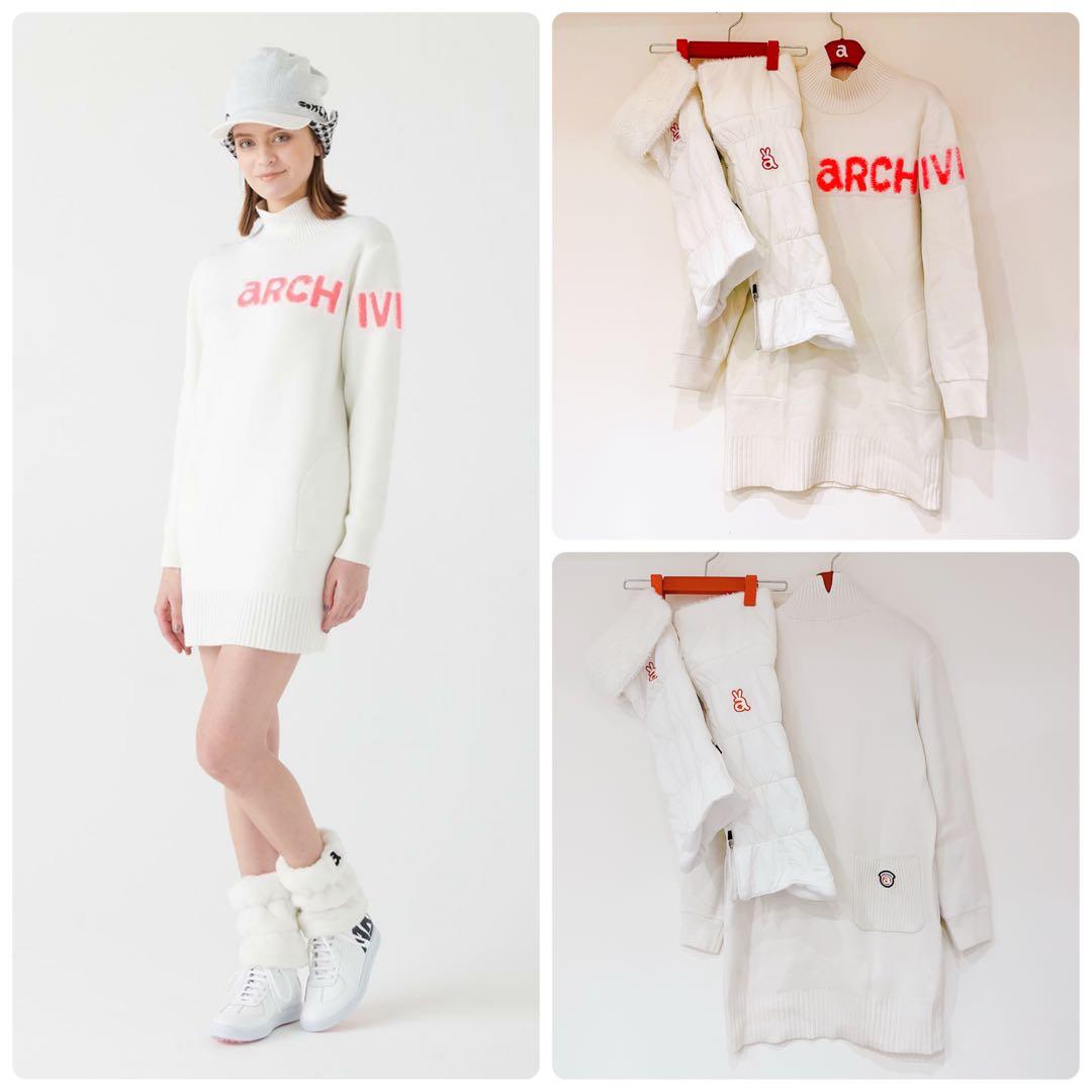 ARCHIVIO アルチビオ ホワイト ニットワンピース レッグウォーマー付き