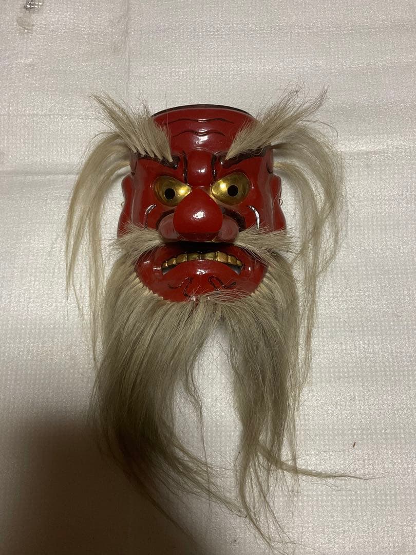 岡山神楽面／備前神楽・木面。【地元の有名な彫り師の作品となっています】。
