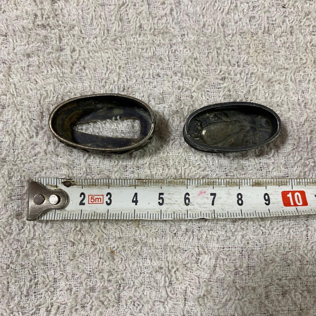 B-34 縁頭　銀象嵌　武具　刀装具　装飾品　江戸時代　刀　美術品　工芸品　骨董