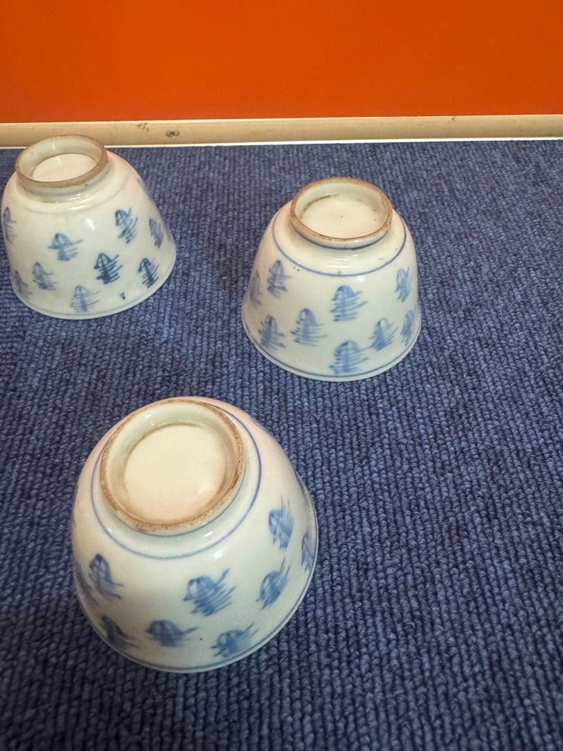 1860 古伊万里　染付　湯呑　5客　時代物