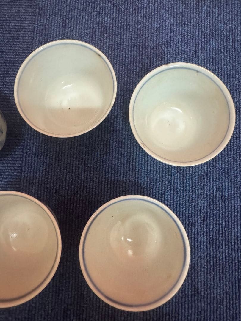 1860 古伊万里　染付　湯呑　5客　時代物