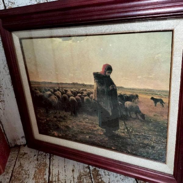 世界の名画 ジャン・フランソワ・ミレー 羊飼いの少女 複製画 額装 アート 印刷