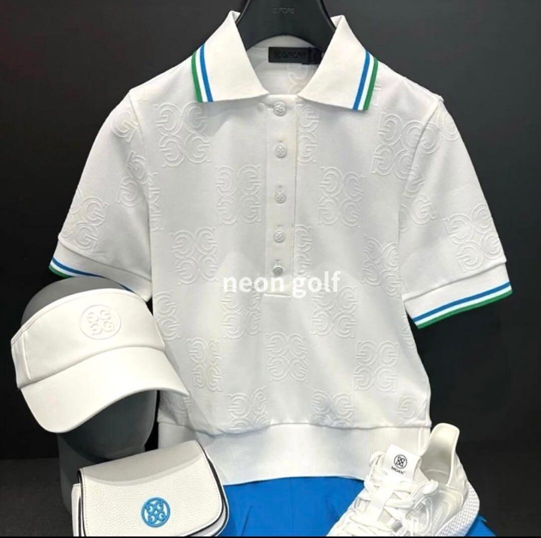 gfore ホワイトエンボスゴルフシャツ