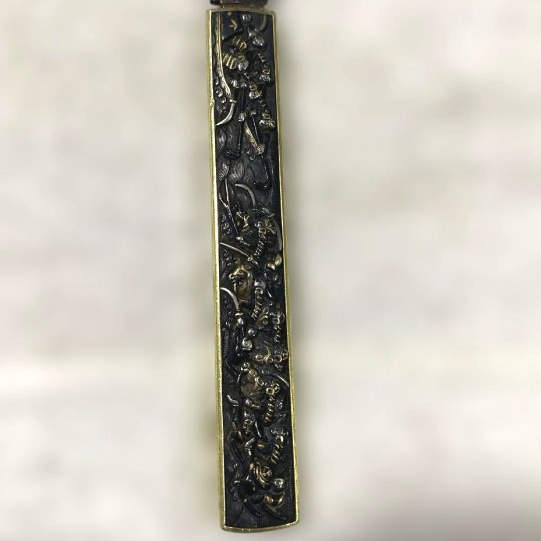 B-42 小柄『合戦ノ図』　金象嵌 武具 刀装具 日本刀 美術品　工芸品　時代物