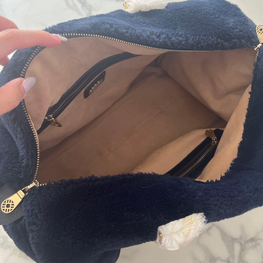 ムータ 配色ファーボストンバック