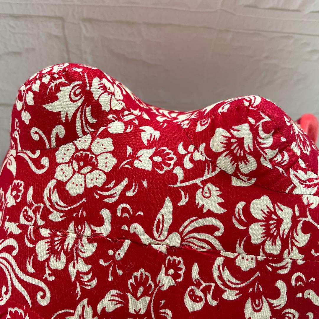 豚ぬいぐるみ　花柄　赤いブタ　総柄　布製　レア　アニマル　匿名配送