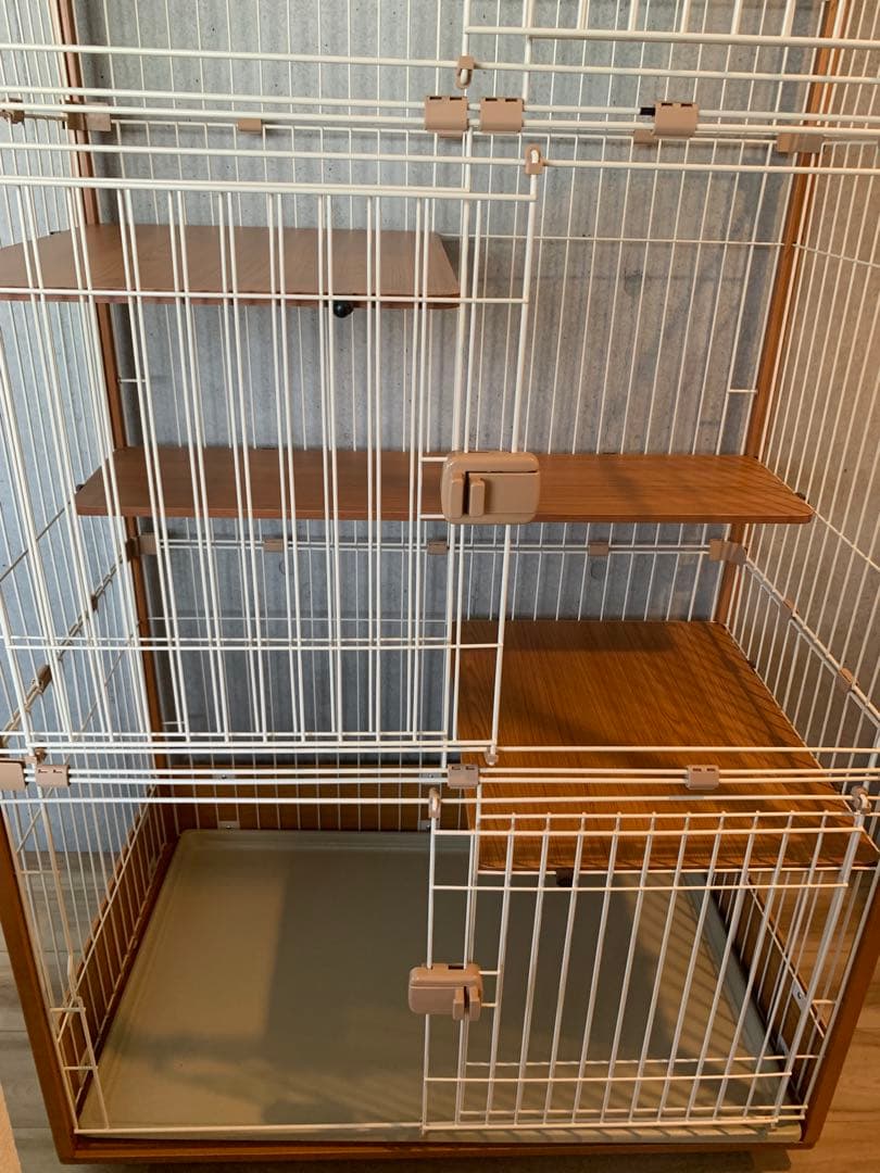 ieneko 天然木製 デザイナーズ猫ケージ 3段