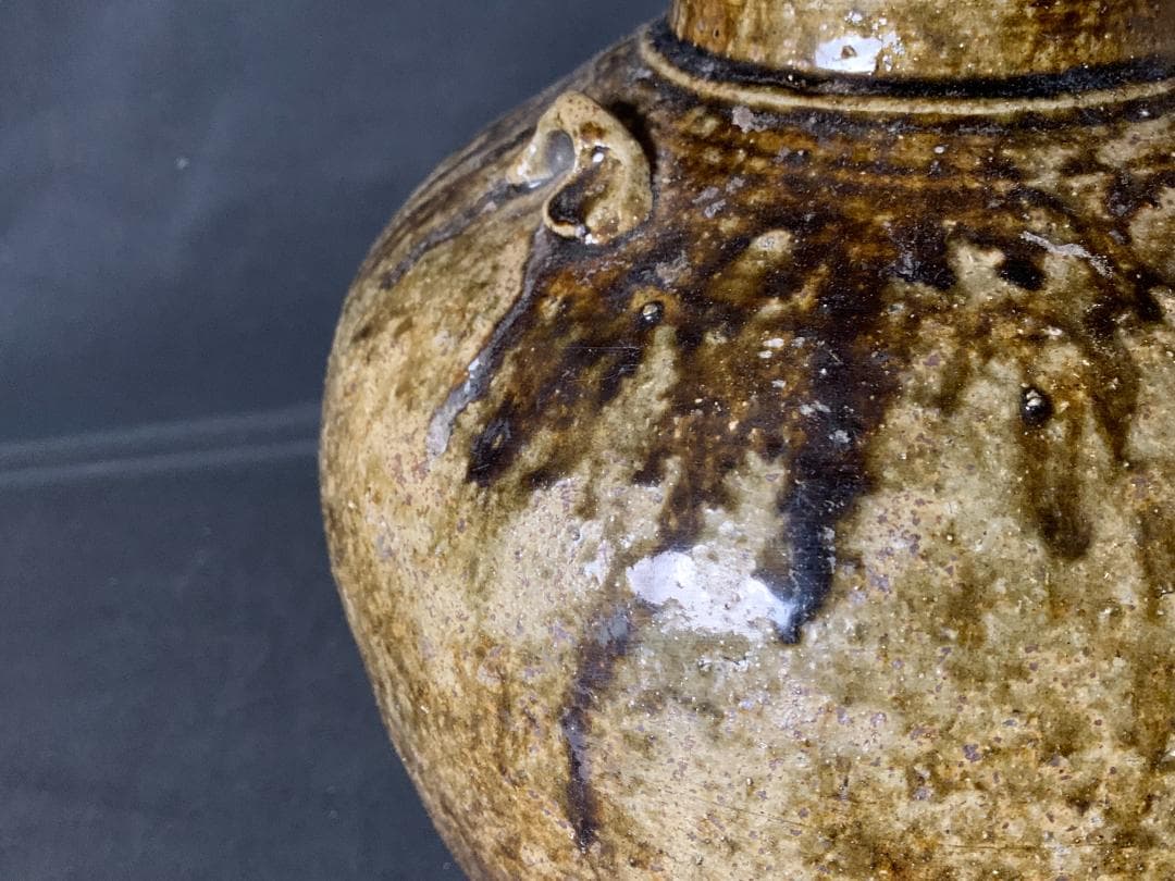 古丹波 自然釉 四耳 茶壷 桃山～江戸前期 739