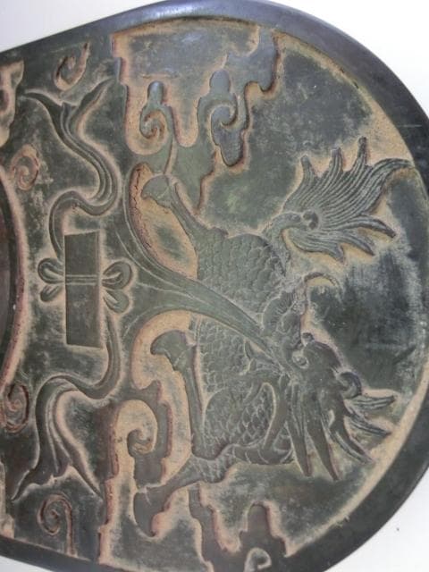 硯■麒麟彫刻 閑對流雲 ?農 キリン彫り 丸すずり 朱塗り漆器硯箱 書道 骨董■