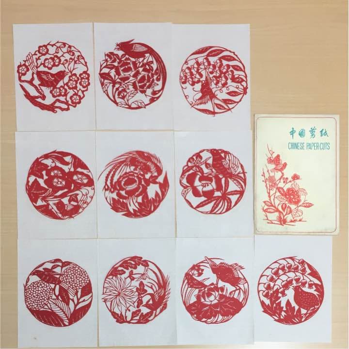 ★R3★中国 切り絵 剪紙 鳥 10枚セット 蔵出し