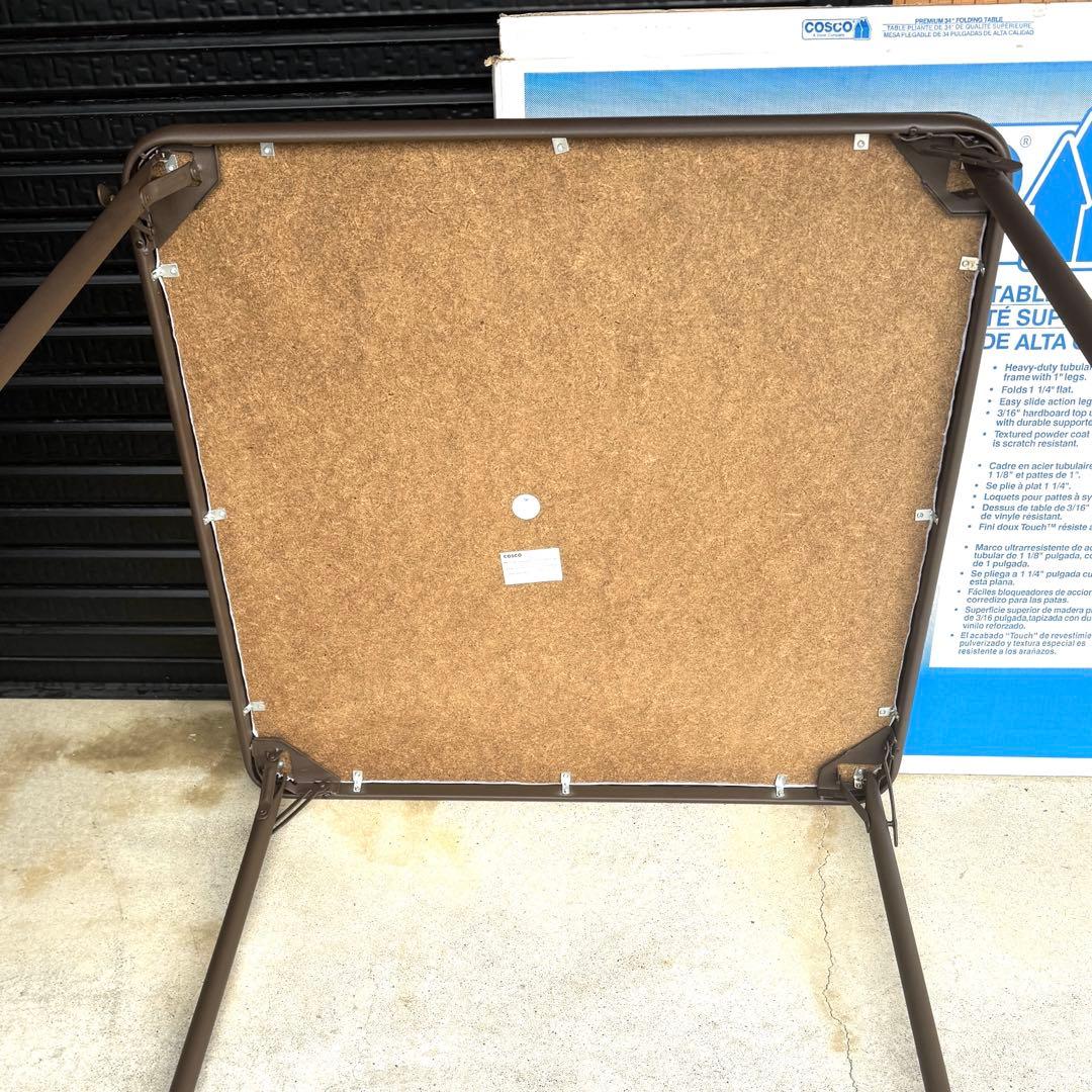 【美品】Cosco ブラウン 正方形 折りたたみテーブル 34インチ