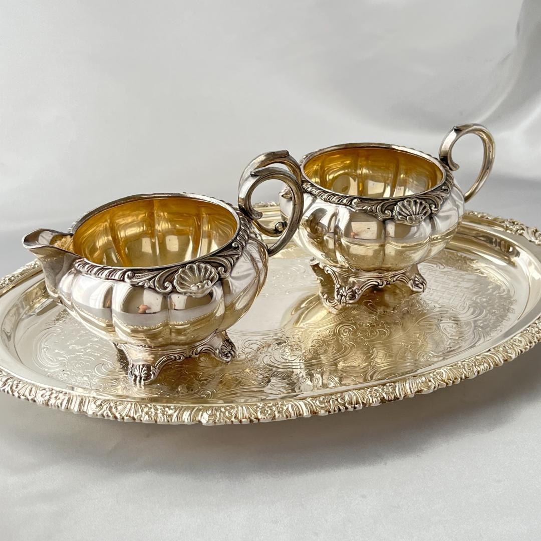 【Old English】メロンフォルムのミルクジャグ / シュガーボウル