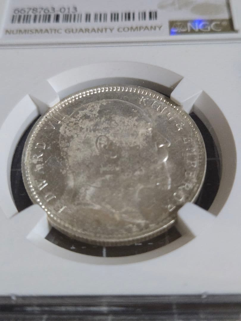 1906年 インド ルピー MS 62 エドワード7世 銀貨 イギリス NGC