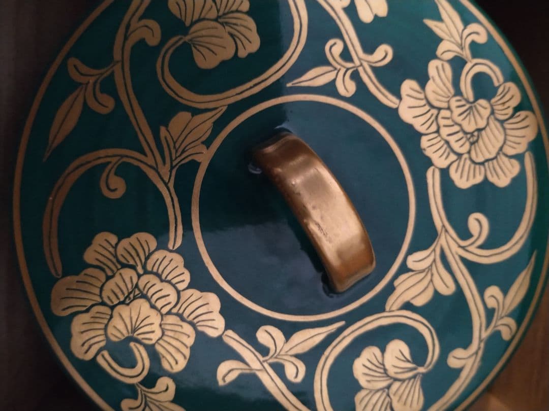 茶道具 青金様手草花文 水指 久寶造 久宝造 久世久宝