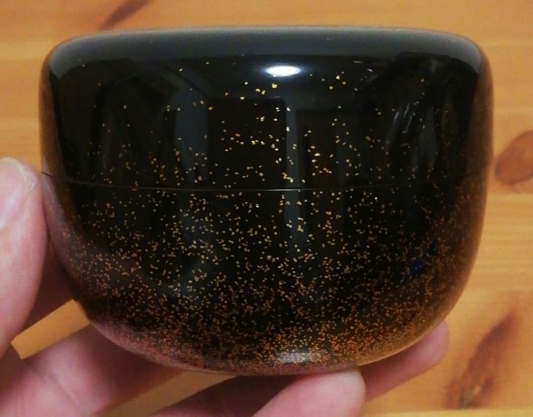 抱悦作　加州　描金　詰平目　梨地　棗　共箱　茶道具